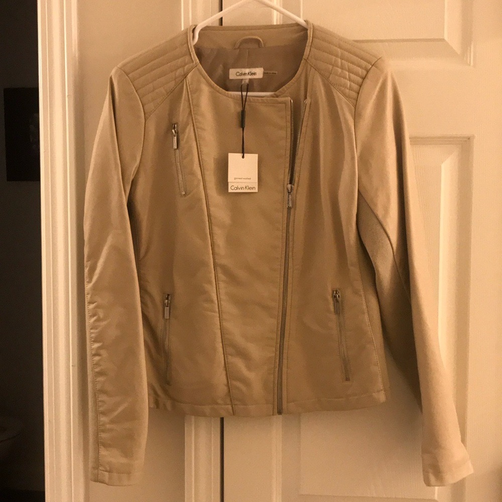 Calvin Klein Women's Tan Moto Jacket
